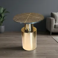 Table basse moderne en métal avec plateau en marbre, design minimaliste durable et écologique, meubles de salon