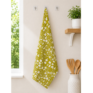 Paño de Cocina con Estampado Abstracto Verde Oliva |   Paño de Cocina con Diseño Moderno |   Paño de Cocina de Algodón |   Textiles Decorativos para el Hogar - Product Image 1