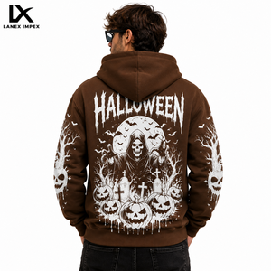 Halloween Graphic Full <b>Zip</b> Hoodie for Men Women Premium <b>Hooded</b> Sweatshirt Jacket with Horror Theme Ghost Skull Pumpkin Design - Product Image 4
