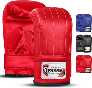 Gants de boxe en cuir PU Farabi en gros, gants d'entraînement d'arts martiaux à doigts entiers avec fermeture auto-agrippante, équipement de combat couleur unie pour MMA et boxe - Product Image 1