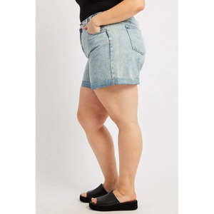 Custom Elasticated Waistband Belt Loops Pockets Tack Button Relaxed Fit Washed Summer Ladies Breathable Shorts <b>Denim</b> - Product Image 6