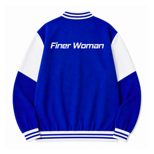 Chaqueta cortavientos personalizada de la hermandad Zeta Phi Beta con logo bordado en azul y blanco, estilo casual para mujer con forro de poliéster. - Product Image 3