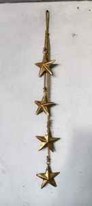 Guirlande rustique étoile dorée avec corde, grappe suspendue en métal faite à la main pour décoration de ferme, clochette de Noël et jardin extérieur - Product Image 4