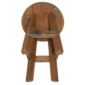 Tabouret de bar design en bois de bateau recyclé, couleur naturelle originale, fait main, compact, pour l'intérieur et l'extérieur, exportation de meubles - Product Image 3