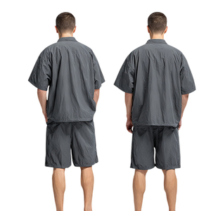Conjunto de Camiseta y Pantalones Cortos Deportivos para Hombre, 100% Nailon, Cortavientos, Camisa con Botones, Pantalones Cortos Impermeables y Ligeros, Dos Piezas - Product Image 2