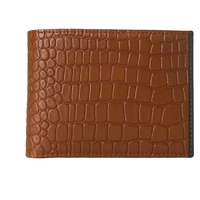 Portefeuille Homme en Cuir Véritable Fin Multifonction Anti-RFID Durable Motif Alligator Court Pliant Doublure Nylon Grande Capacité