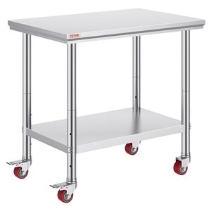 Tavolo da lavoro in acciaio inossidabile per impieghi gravosi 36x24 pollici tavolo da lavoro commerciale cucina ristorante cibo preparazione piano di lavoro 4 ruote acciaio fabbricazione - Product Image 1