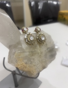 Classic Gold Plated <b>Crystal</b> Drop <b>Earrings</b> with Flower Design for Women's Wedding Jewelry - Product Image 5