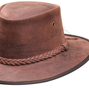 Sombrero de Vaquero de Cuero Estilo Trenzado, Cuero Genuino de Primera Calidad, Ajuste Ajustable, Logotipo Personalizado, Sombreros de Vaquero al por Mayor - Product Image 4
