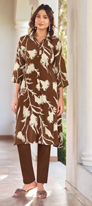 Salwar Kameez Moderno de Rayón con Estampado de Lámina Descolorida de Rayón para Baile de Graduación y Graduación - Product Image 4