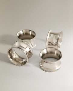 Hollow Shape Metal <b>Napkin</b> Ring Set of 2 Food Grade Dining Tableware Use <b>Silver</b> Plated American Style <b>Napkin</b> Rings Gift Sets - Product Image 3