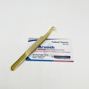 Gold 90 Degree <b>Eyelash</b> <b>Tweezer</b> Stainless Steel Professional Diamond Grip <b>Eyelash</b> Extension <b>Tweezers</b> with Customized Logo - Product Image 2