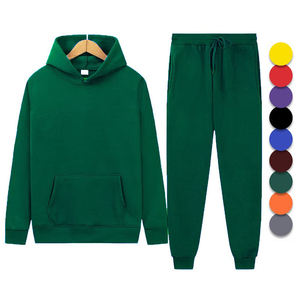 Men Hooded Casual Solid Anti-Bacterial <b>Tracksuit</b> New Arrival 2-Piece Winter Set Running Sports Fleece <b>Polyester</b>/Cotton Elastic - Product Image 4