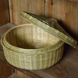 Handmade Bamboo <b>Storage</b> <b>Basket</b> With Lid Natural <b>Wicker</b> Organizer Rustic Home Decor Eco Friendly Supplier Manufacturer - Product Image 2