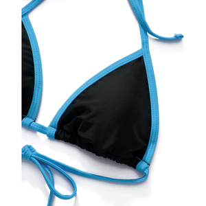 Ensemble bikini femme couleur unie avec bretelles contrastantes en Spandex et Nylon, maillot de bain deux pièces, soutien-gorge triangle et bas string, Nouveauté 2026 - Product Image 5