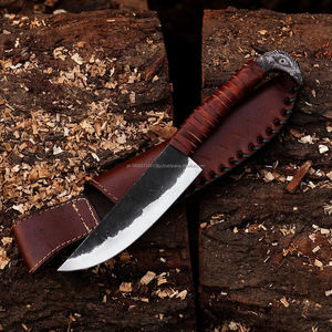 Couteau Viking en acier au carbone fait main personnalisé avec manche forgé à la main et gaine en cuir fin Couteau médiéval forgé - Product Image 4