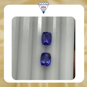 พลอยแทนซาไนต์สีน้ำเงินรอยัลคุณภาพสูงทรงคุชชั่นคัทคู่  สำหรับทำเครื่องประดับสมัยใหม่ ขายส่งพลอยหลวม - Product Image 2