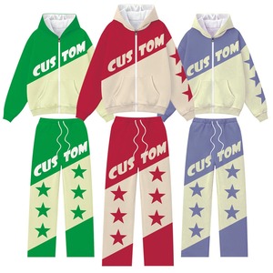 Conjunto de Sudadera con Capucha y Pantalones Deportivos de Poliéster para Hombre, Diseño Personalizado con Cierre de Cremallera - Product Image 2
