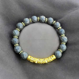 Pulsera facetada de pirita de ágata Natural de la mejor calidad al por mayor de 10mm con abalorio de cobre para curar Chakra Feng Shui para hombres y mujeres - Product Image 1