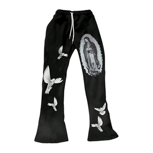Men's Y2K Graphic <b>Flared</b> <b>Sweatpants</b> Drawstring Waist Streetwear Workout Baggy Track Pants - Product Image 1