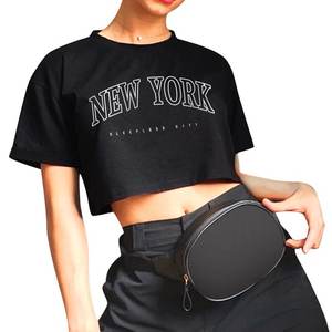 T-shirt court en coton 100 % pour femme, style streetwear estival, avec logo imprimé personnalisé, en molleton tricoté, tissu de qualité supérieure, faible MOQ - Product Image 3