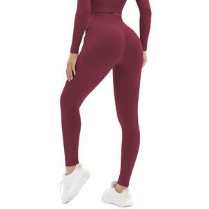 Ensemble de leggings de sport sans couture pour femmes, longueur intégrale, respirant, antibactérien, séchage rapide, polyester/nylon, taille haute, devant - Product Image 1