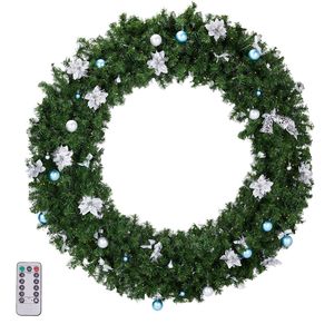 Ghirlanda Natalizia Pre-Illuminata da 48 Pollici con 150 Luci Bianche Calde e 450 Punte in PVC per Decorazioni Fai-da-Te - per Decorazione Porta d'Ingresso - Product Image 1