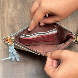 ¡Novedad de 2025! Cartera de mano de cuero reciclado auténtica personalizada, bolso de mano de cuero multicolor, cartera para mujer - Product Image 6