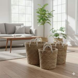 MENDONG BASKET SET OF 3 CAP MENDONG RECYCLE <b>PLASTIC</b> HANDICRAFT - Product Image 5