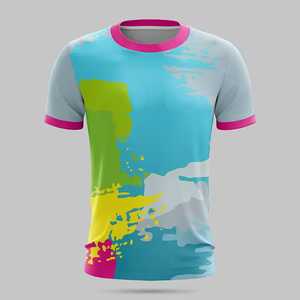 Maillot de football sublimé pour homme, manches courtes, anti-transpiration, coupe athlétique, col rond, design dégradé, toutes saisons - Product Image 3