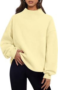 Women's Oversized Sweatshirts <b>Mock</b> <b>Neck</b> Pullover Long Sleeve <b>Tops</b> Fall Fashion Outfits 2026 Clothes Unlined Poly/Cotton Pullover - Product Image 5