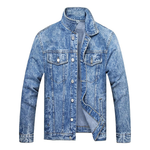 Men's Vintage Acid Wash Denim <b>Jackets</b> Classic Blue <b>Slim</b> <b>Fit</b> Button-Down Jean Outerwear Casual Wear Turndown Collar Denim <b>Jacket</b> - Product Image 1