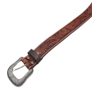 Factory Wholesale Hand Tooled Leather Executive Men & Women Belt Custom Pin Buckle 100% Genuine Leather Belt Supply Cowhide Belt - Product Image 2