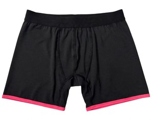 Voxstyle Enterprises Men <b>Black</b> High-Rise Solid <b>Boxer</b> Briefs with Pink Trim Breathable Knitted 100% Polyester - Product Image 1