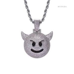 <b>Iced</b> <b>Out</b> Moissanite Angry Demon Face Pendant – Hip Hop Jewelry, Hand Set Moissanite Fierce Devil Pendant in 925 Sterling Silver - Product Image 3