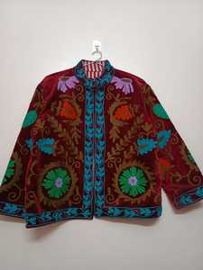 Handmade Outerwear Seasonal Outfits Hand Embroidered Short Jacket Unisex Coat Handmade Suzani Short Jacket - Product Image 3