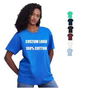 Oem Customized Loose Blank 100% Cotton 250g Front Logo Straight Shoulder Short Sleeve Men's Solid Color Round Neck <b>Tshirt</b> - Product Image 1