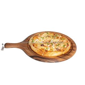 ถาดพิซซ่าไม้ธรรมชาติขนาดพิเศษ  แผ่นไม้อะคาเซียสำหรับเสิร์ฟพิซซ่าและอาหาร - Product Image 4