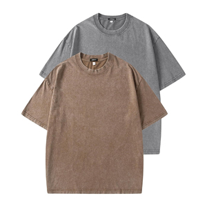 Camiseta de Algodón de Color Sólido Extra Grande para Hombre, Manga Corta, Cuello Redondo, Informal, Lisa, Tejida, Marrón, Negra - Product Image 5