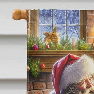 Gran porche Santa Claus casa bandera Wirehaired apuntando Griffon decorativo patio Banner colgante de pared poliéster ilustraciones Multicolor - Product Image 3