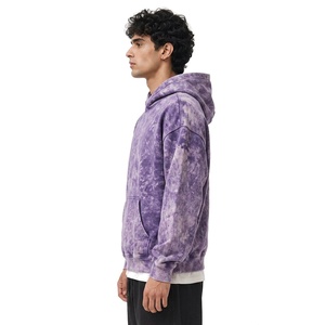 Sudadera con capucha personalizada con efecto acid wash para marcas de ropa, estilo streetwear, de algodón grueso y felpa, para hombre, talla grande. - Product Image 3