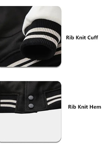 OEM Unisex High Quality Black for Waterproof Varsity Jacket Winter Stand Collar <b>Covered</b> <b>Button</b> Front Casual Baseball Style - Product Image 4