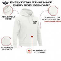 Hoodie de moto unisexe personnalisable en coton respirant avec protection CE niveau 2, 550 g/m²