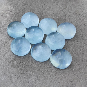 Cabujón de Aguamarina Natural, con Reverso Plano, Calibrado, Redondo, Gema Suelta, para Joyería, Disponible en Todos los Tamaños - Product Image 4