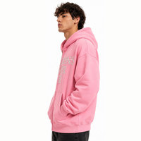Sweat à capuche rose oversize zippé avec imprimé pailleté Emotions Never Die, vêtements d'hiver pour hommes, tricoté 100% coton