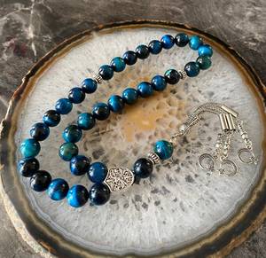 Tasbih de resina azul hecho a mano, cuentas de oración islámicas de lujo, collar Misbaha con borla, Misbaha islámica hecha a mano de calidad premium. - Product Image 3