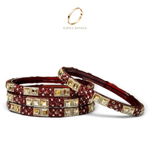 Bracelets en verre rouge bordeaux kashmiri modernes très tendance, plaqués or avec zircone, motif goutte de pluie, pour mariage et occasions festives, prix de gros - Product Image 3