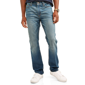 Jeans casuales de hombre, corte slim fit, lavado al agua, azul, cintura media, pantalones rectos holgados, jeans casuales de mezclilla, jeans de pierna ancha para hombre - Product Image 3