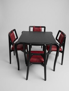 Ensemble de table à manger carrée en bois massif moderne avec 4 chaises pour la maison, la villa, l'appartement, le mariage - Product Image 5