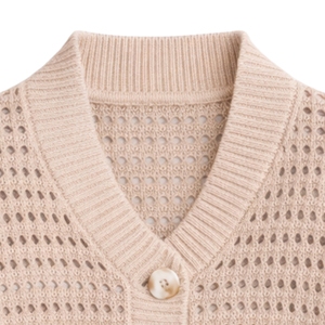 Womens Open Stitch Knit <b>Cardigan</b> Button Front Soft Cotton Blend Lightweight Textured <b>Sweater</b> Casual Layering Outerwear Top - Product Image 3
